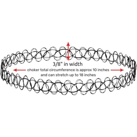 2PC Tattoo Choker Necklace - 90s Choker Necklace Women - 2000s Y2K - Picture 6 of 8